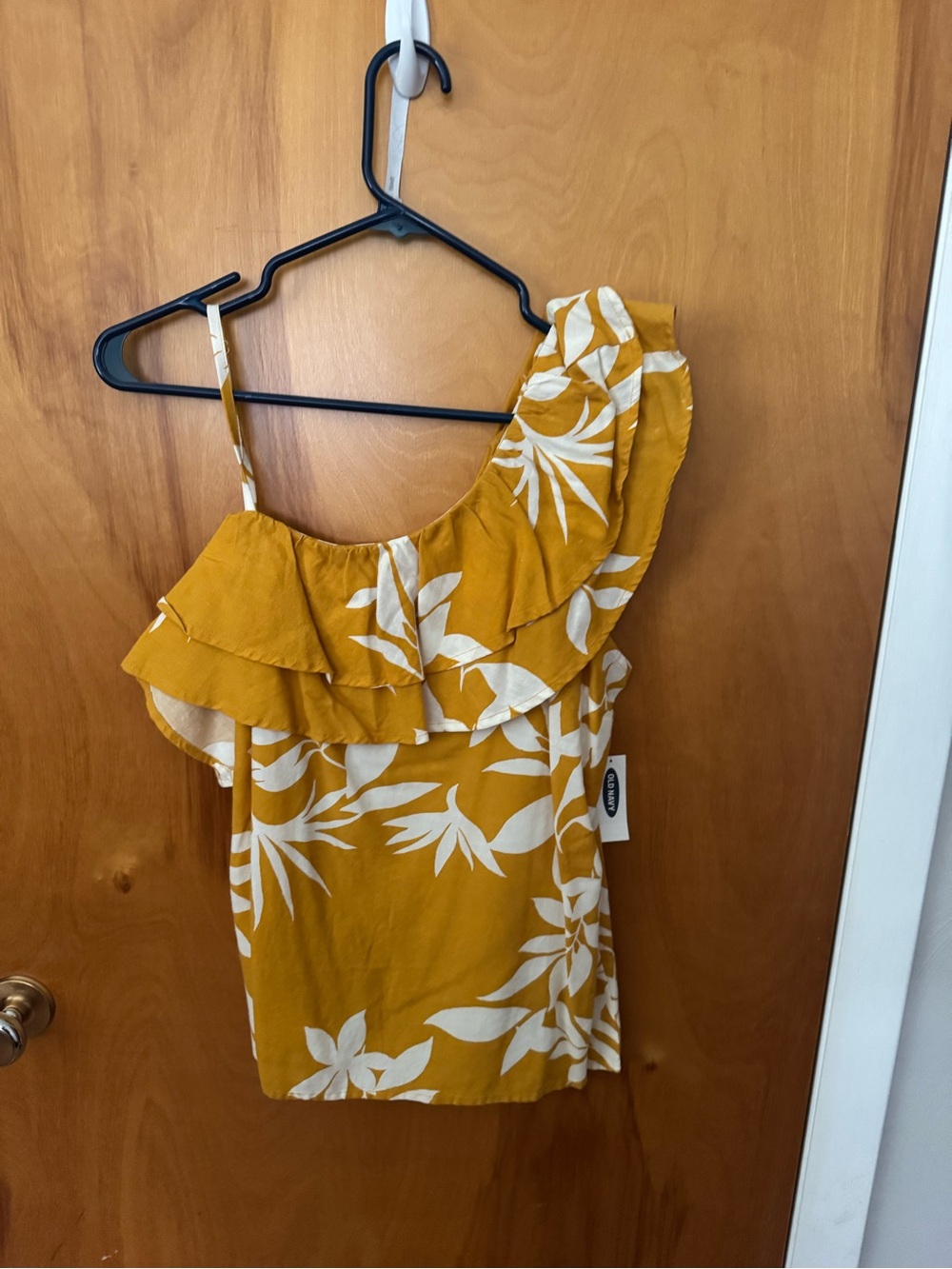 Old Navy Mustard Yellow Tropical Print Sleeveless Top NWT